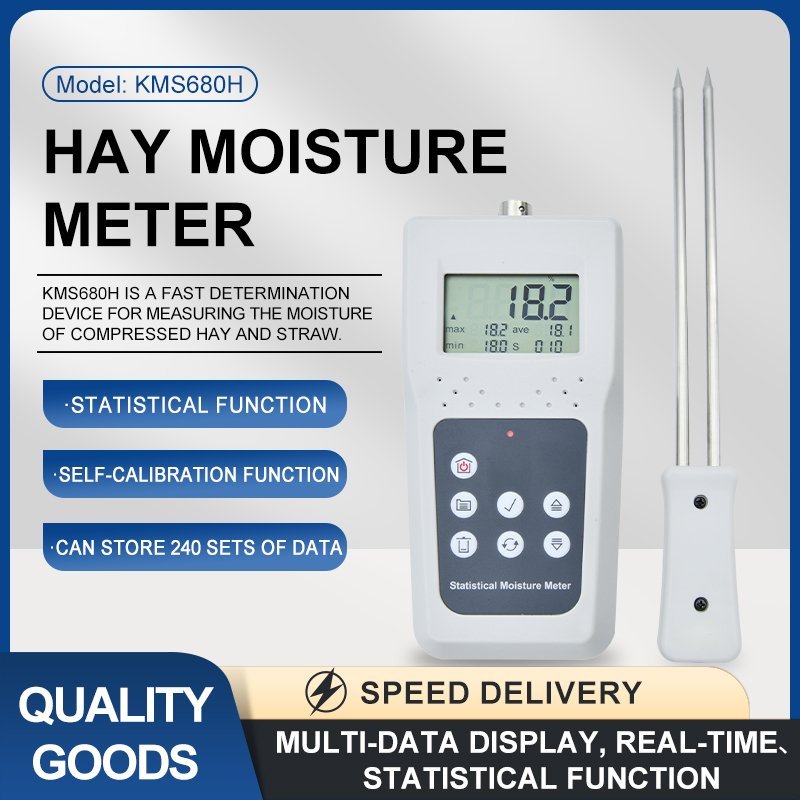 Hay & Straw Bale Moisture Meter with Memory, Deep Probe – KMS680H-D