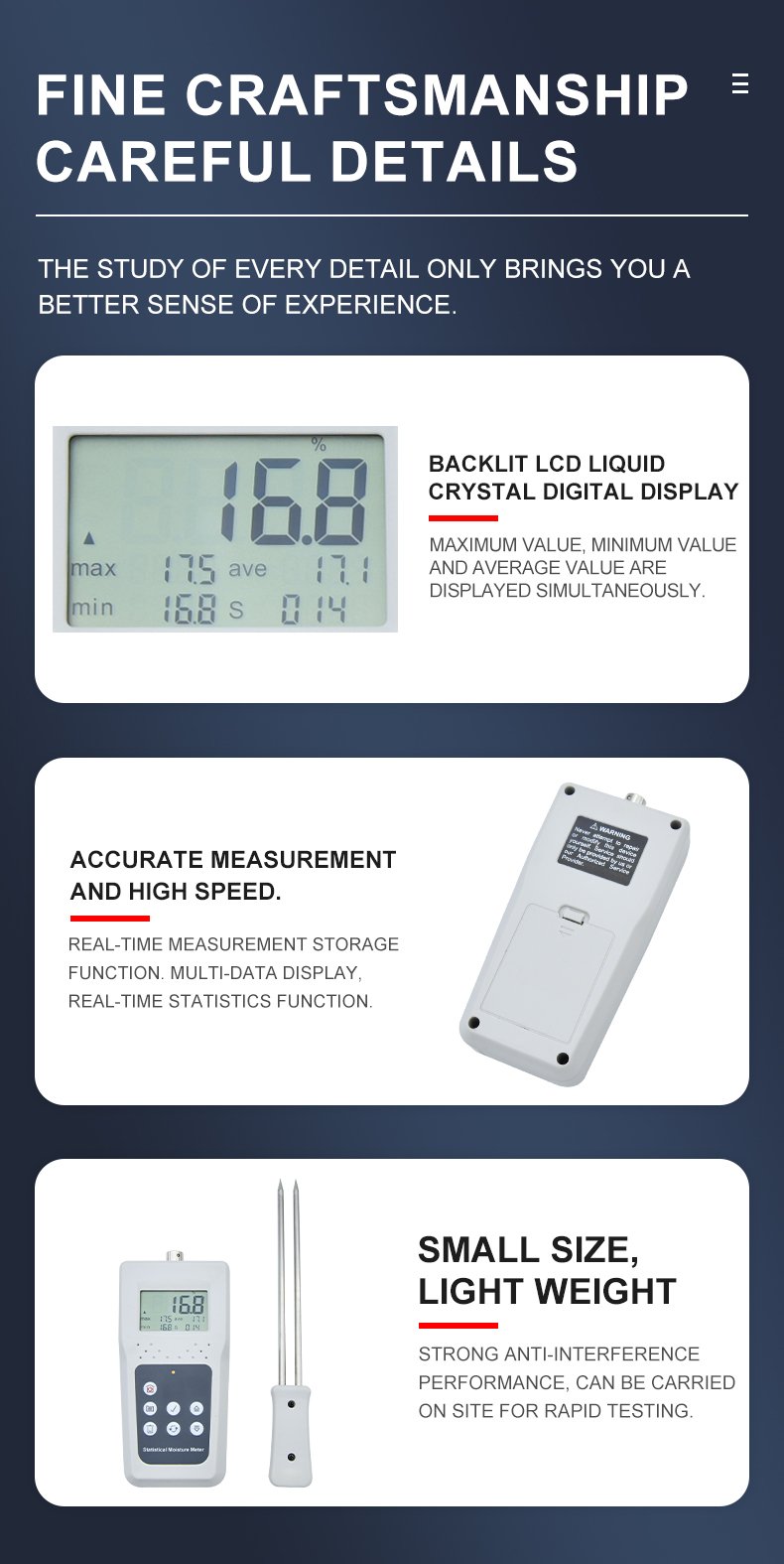 Grain Moisture Meter with Memory Storage – KMS680G – detailed specification image