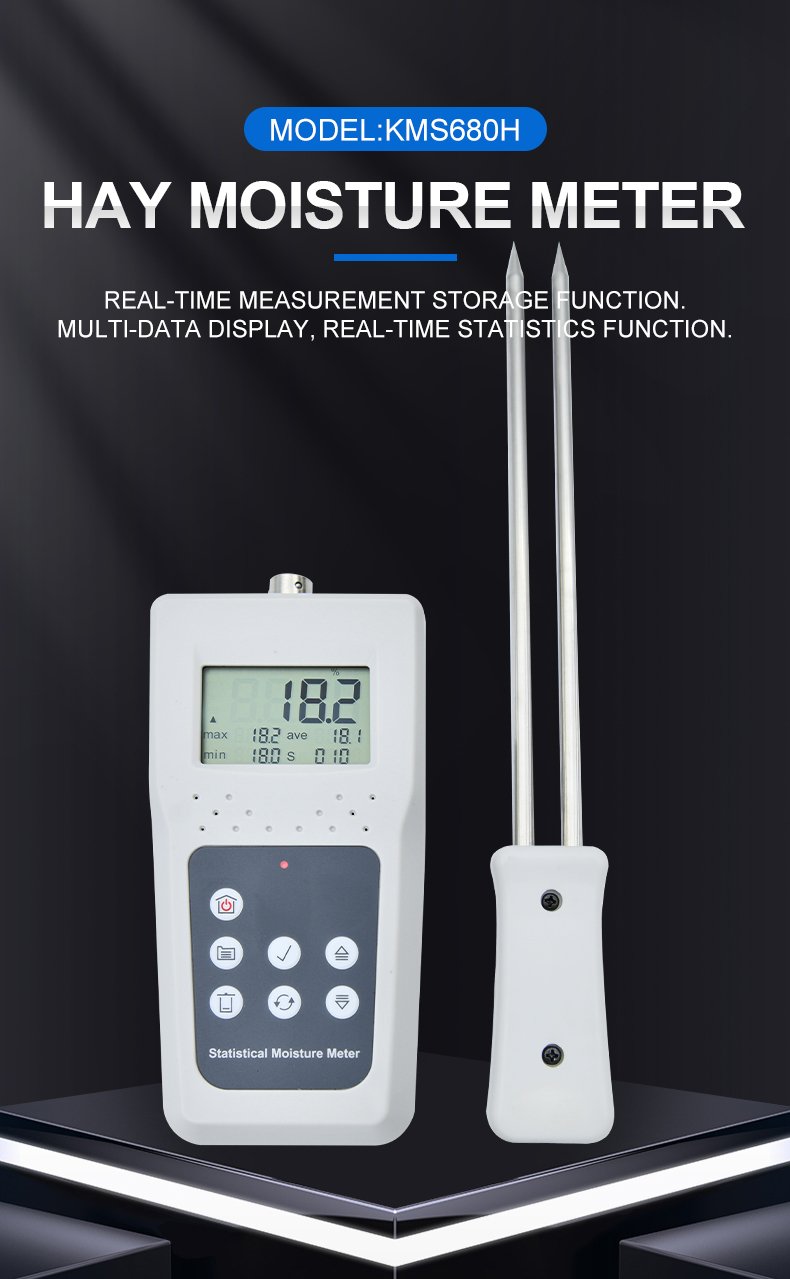 Hay & Straw Bale Moisture Meter with Memory, Deep Probe – KMS680H-D – detailed specification image