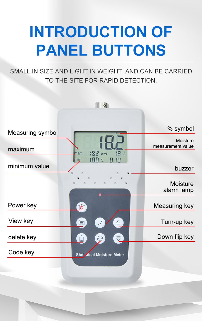 Hay & Straw Bale Moisture Meter with Memory, Standard Probe – KMS680H-S – detailed specification image