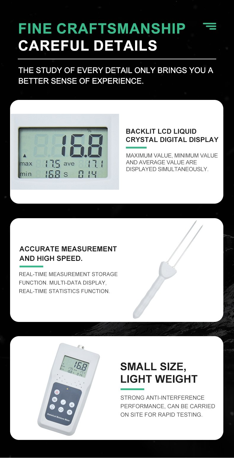Textile Moisture Meter with Memory – KMS680T – detailed specification image