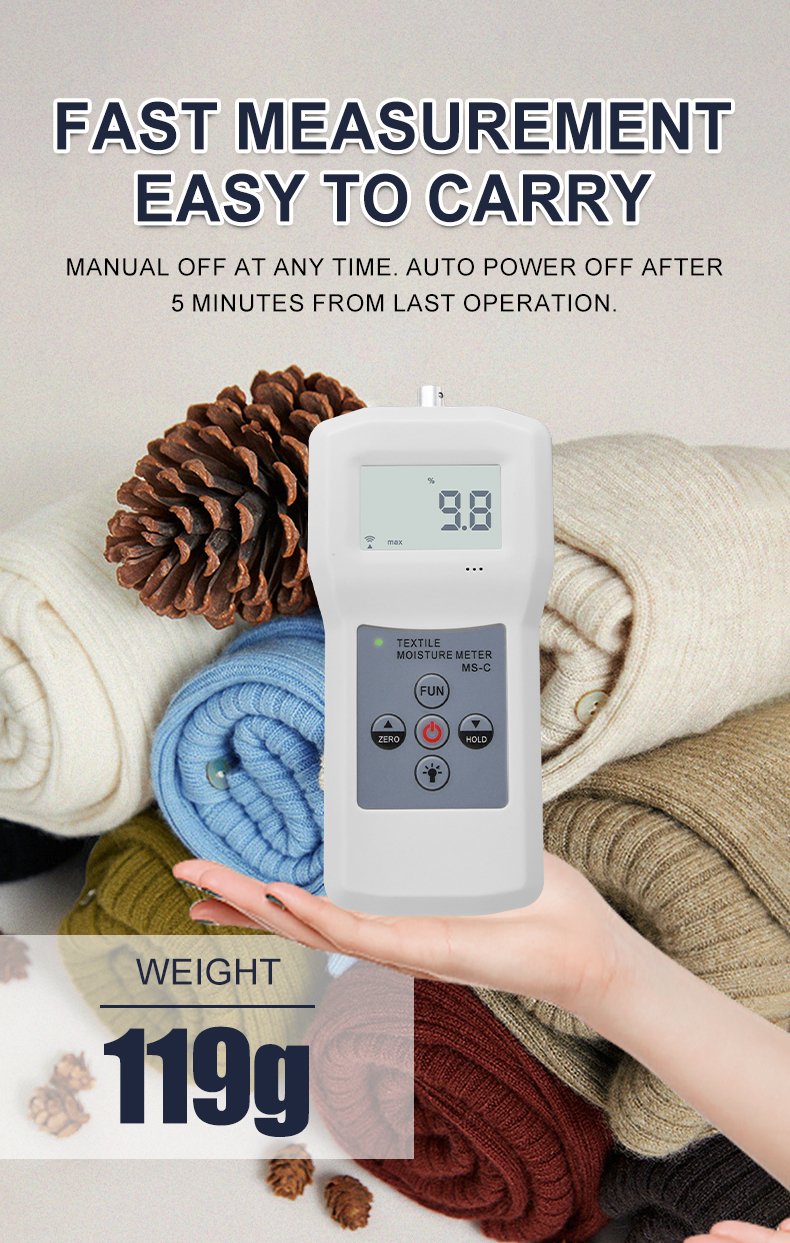 Textile Moisture Meter for Garment & Wool – MS-C Textile Moisture Meter for Garment & Wool – MS-C – detailed specification image