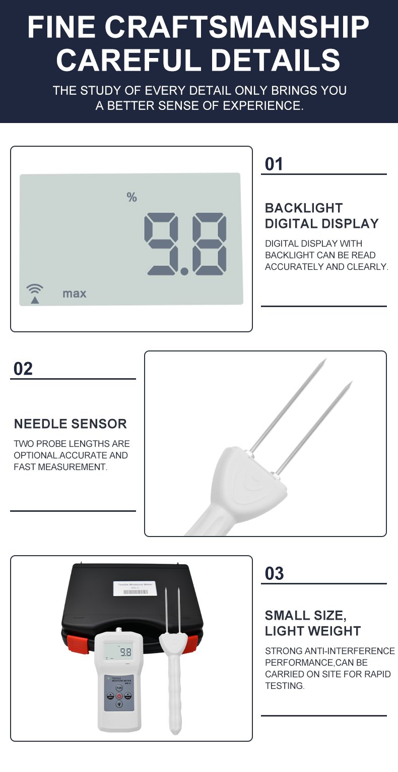 Textile Moisture Meter for Garment & Wool – MS-C Textile Moisture Meter for Garment & Wool – MS-C – detailed specification image