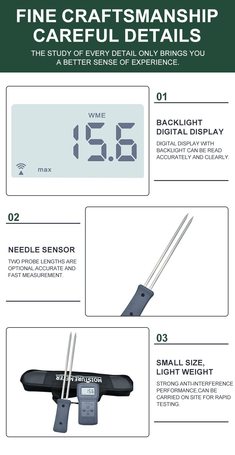 Sawdust & Wood Moisture Meter, Separate Probe – MS-W – detailed specification image