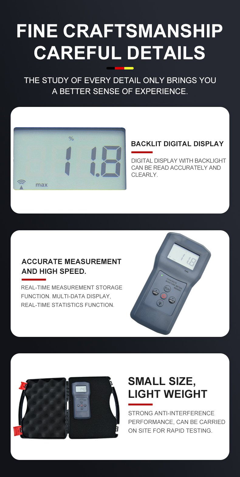 Concrete Moisture Meter, Non-Invasive – MS300C – detailed specification image