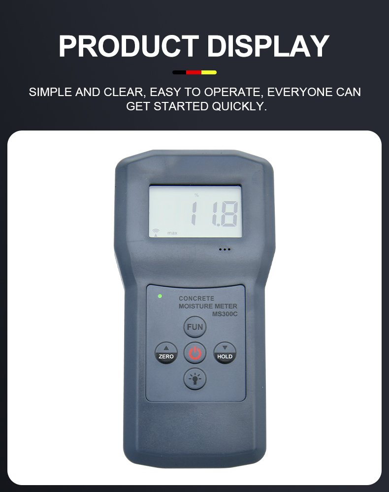 Concrete Moisture Meter, Non-Invasive – MS300C – detailed specification image