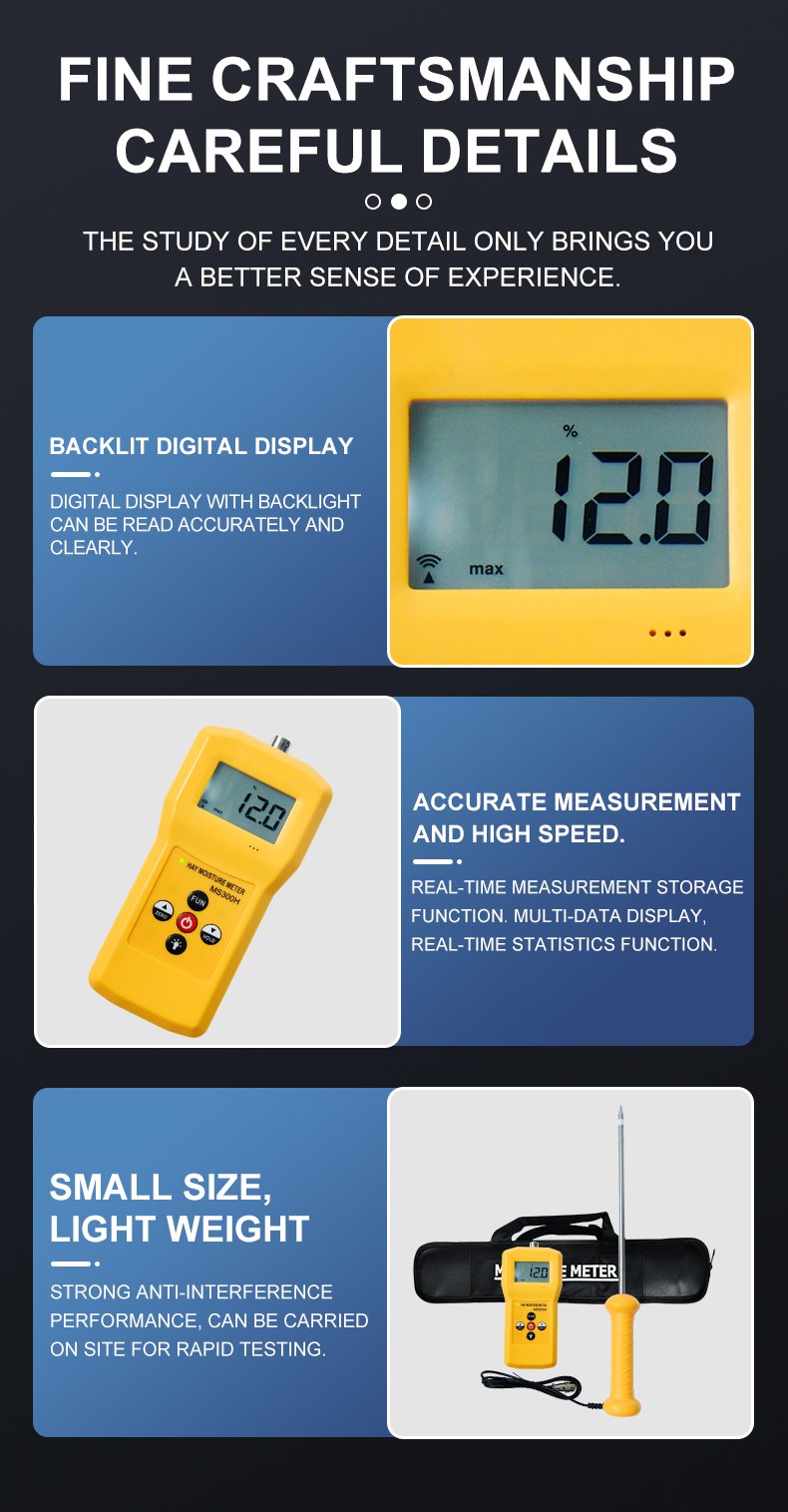 Hay Moisture Meter, Long Probe – MS300H – detailed specification image