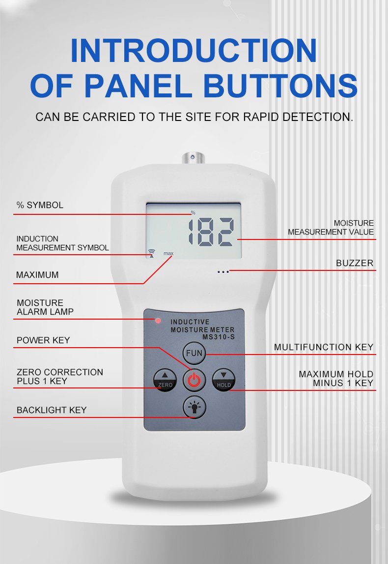 Inductive Moisture Meter with Split Probe – MS310-S – detailed specification image