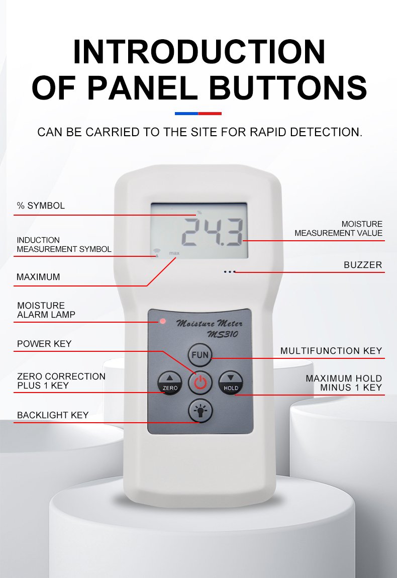 Inductive Moisture Meter, 20 Material Codes – MS310 – detailed specification image
