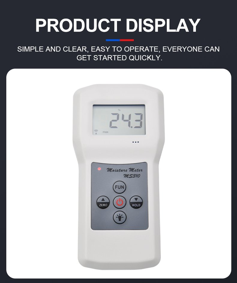 Inductive Moisture Meter, 20 Material Codes – MS310 – detailed specification image