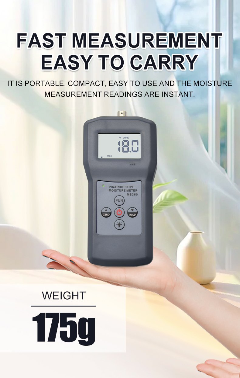 2-in-1 Pin & Inductive Moisture Meter – MS360 – detailed specification image