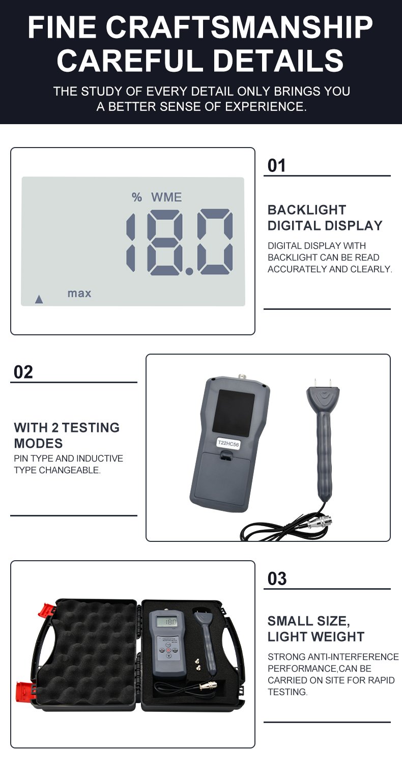 2-in-1 Pin & Inductive Moisture Meter – MS360 – detailed specification image