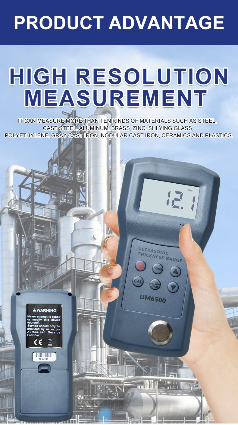 Ultrasonic Thickness Gauge, 1–200mm Range – UM6500 – detailed specification image