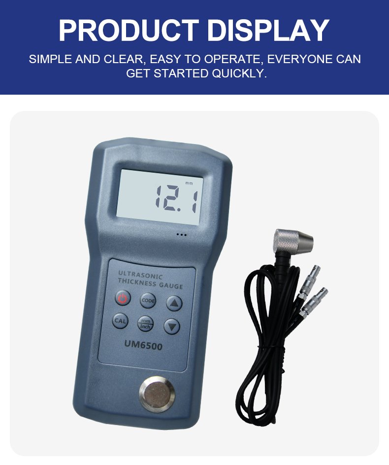 Ultrasonic Thickness Gauge, 1–200mm Range – UM6500 – detailed specification image