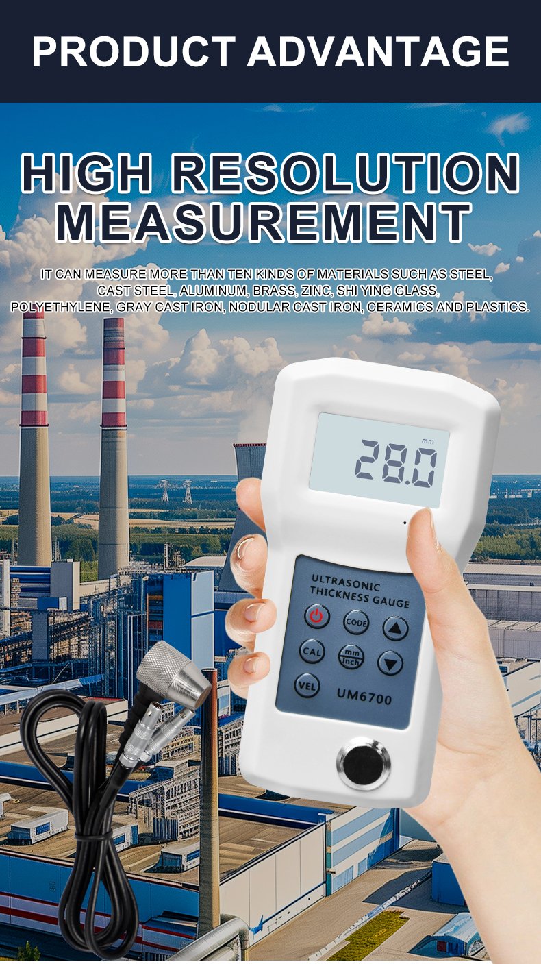 Ultrasonic Thickness Gauge, 1–280mm Range – UM6700 – detailed specification image