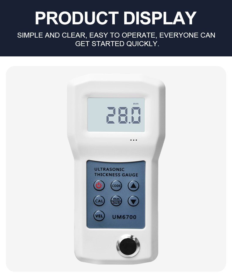 Ultrasonic Thickness Gauge, 1–280mm Range – UM6700 – detailed specification image