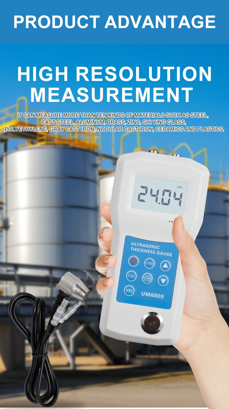 Ultrasonic Thickness Gauge, 0.01mm Precision – UM6800 – detailed specification image